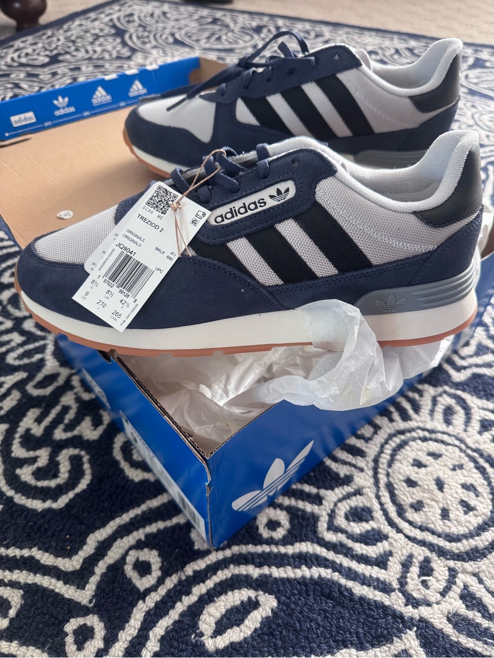 adidas Navy, Black and White Retro Runner Sneakers